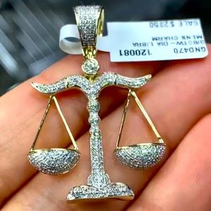 Custom 10k Gold Real Diamond Justice Pendant not CZ not plated Black Friday sale
